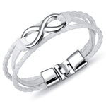 Pulseira infinito em couro entrançado
