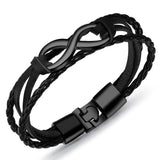Pulseira infinito em couro entrançado