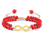 Pulseira infinito pérolas vermelhas valor por defeito título
