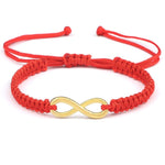 Pulseira infinito vermelha e dourada valor por defeito título