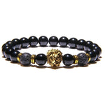 Pulseira leão ónix ouro / 17 cm
