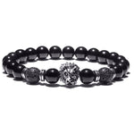 Pulseira leão ónix prata / 17 cm