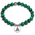 Pulseira malaquita budista verde / 17 cm