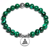 Pulseira malaquita budista verde / 17 cm
