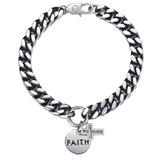 Pulseira masculina cruz fé’ obras