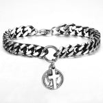 Pulseira masculina cruz moeda ’isabel ii