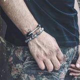 Pulseira masculina de couro com âncora