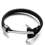 Pulseira masculina de couro com âncora