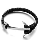 Pulseira masculina de couro com âncora