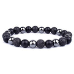 Pulseira masculina de hematita preto / 8 mm