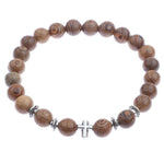 Pulseira masculina de madeira com cruz