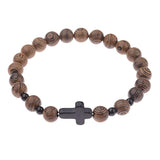 Pulseira masculina de madeira com cruz