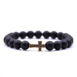 Pulseira moderna cruz ouro e preto