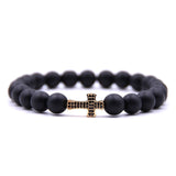 Pulseira moderna cruz ouro e preto