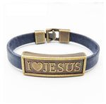 Pulseira moderna eu amo jesus azul