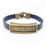 Pulseira moderna eu amo jesus azul