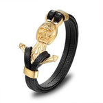 Pulseira náutica caveira ouro