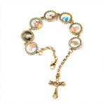 Pulseira nossa senhora e cruz ouro