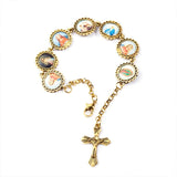 Pulseira nossa senhora e cruz ouro