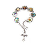 Pulseira nossa senhora e cruz prata