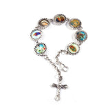 Pulseira nossa senhora e cruz prata