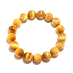 Pulseira olho de tigre amarelo 12 mm / 16,5 cm