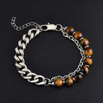 Pulseira olho de tigre e aço olho do tigre