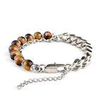 Pulseira olho de tigre e aço olho do tigre