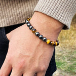 Pulseira olho de tigre e hematita
