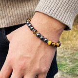 Pulseira olho de tigre e hematita