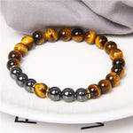 Pulseira olho de tigre e hematita