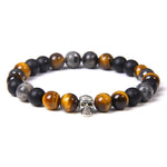 Pulseira olho de tigre e labradorita 17 cm