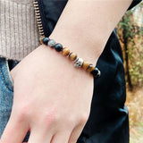 Pulseira olho de tigre e labradorita