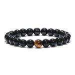 Pulseira olho de tigre e obsidiana 1 pérola de tigre