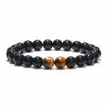 Pulseira olho de tigre e obsidiana 2 contas de tigre