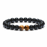 Pulseira olho de tigre e obsidiana 2 contas de tigre