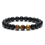 Pulseira olho de tigre e obsidiana 3 contas de tigre