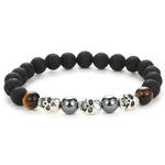 Pulseira onyx caveira preto - pedra de lava