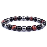 Pulseira pedras autênticas hematita preto e castanho / 8 mm