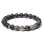 Pulseira pedras de labradorita cinzento / 17cm