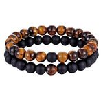 Pulseira pedras olho de tigre ônix preto