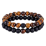 Pulseira pedras olho de tigre ônix preto