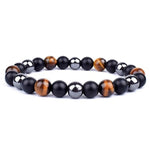 Pulseira pérolas de hematita preto e castanho / 8 mm