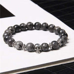 Pulseira pérolas de labradorita cinzento / 17cm