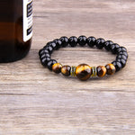 Pulseira pérolas de olho de tigre ouro / 17 cm