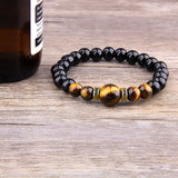Pulseira pérolas de olho de tigre ouro / 17 cm