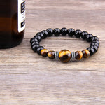 Pulseira pérolas de olho de tigre prata / 17 cm