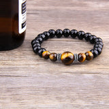 Pulseira pérolas de olho de tigre prata / 17 cm