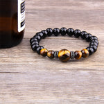 Pulseira pérolas de olho de tigre preto / 17 cm