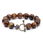 Pulseira pérolas grandes olho de tigre 19 cm